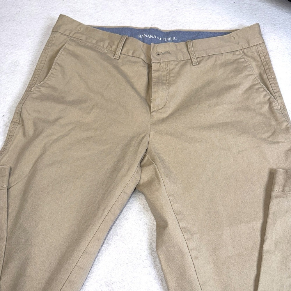 Banana Republic Women's Khaki Chino Pants Size 10 Cuffed Straight Leg